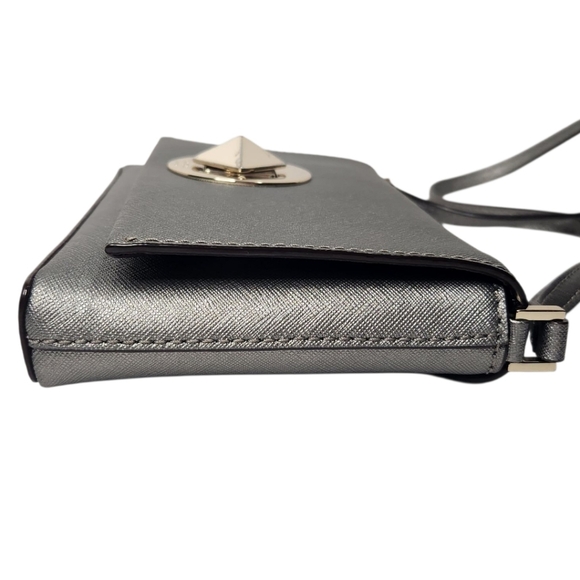 kate spade New York | Newberry Lane Sally Leather Crossbody | Metallic Silver - Picture 6 of 16
